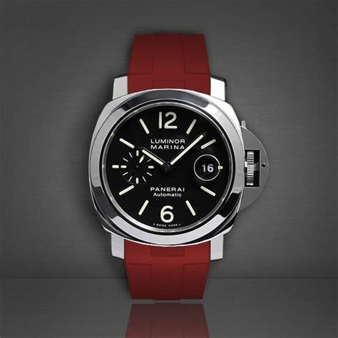 panerai red leather strap|original Panerai rubber strap.